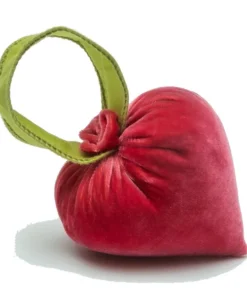 Small Guava Heart w/ Green Ribbon