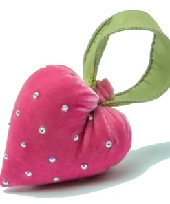 Small Pink Heart w/ Crystals & Green Ribbon